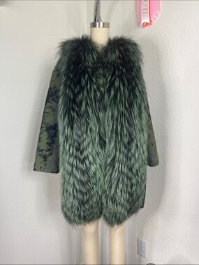 Fendi Wool Illusion Coat Fox Trim Collar in Black Tea RTW 07 Collection